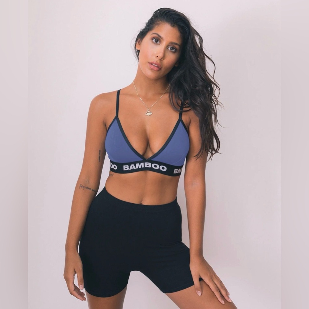 BAMBOO deep Blue Bralette with Black Trim